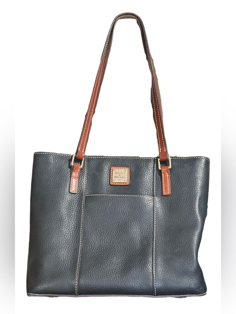 Dooney & Bourke Black Pebble Grain Small Lexington Shopper Tote Bag
